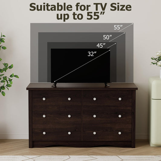 47.2" 6-Drawer Storage Dresser TV Stand