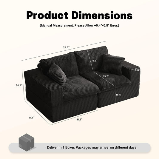 Corduroy Modular Cloud Sectional Sleeper Sofa