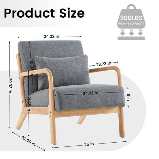 Mid Century Accent Chair with Lumbar Pillow