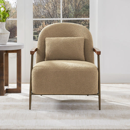 360° Swivel Barrel Accent Chair with Lumbar Pillow