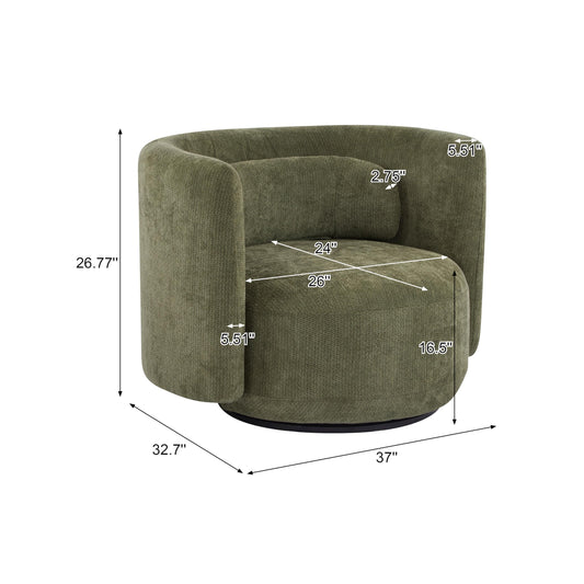 360° Swivel Barrel Accent Chair with Lumbar Pillow