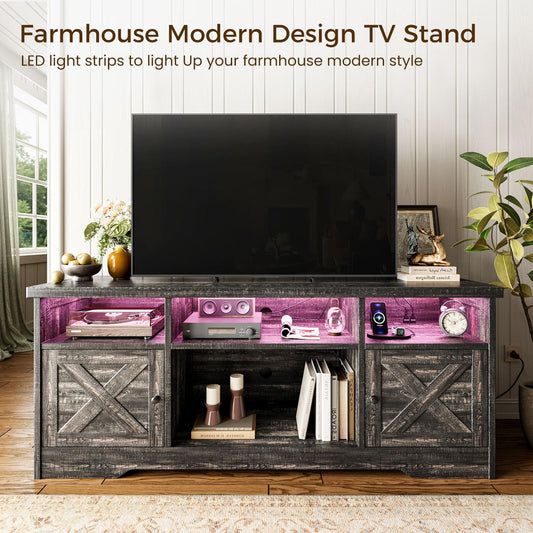 Casaottima Farmhouse TV Stand for 65 Inch TV