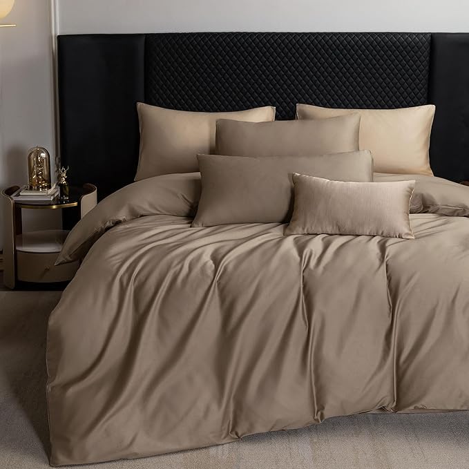 Duvet cover set styled in a warm modern bedroom
