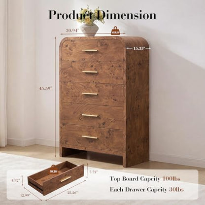 Modern Curved Drawer Dresser TV Stand