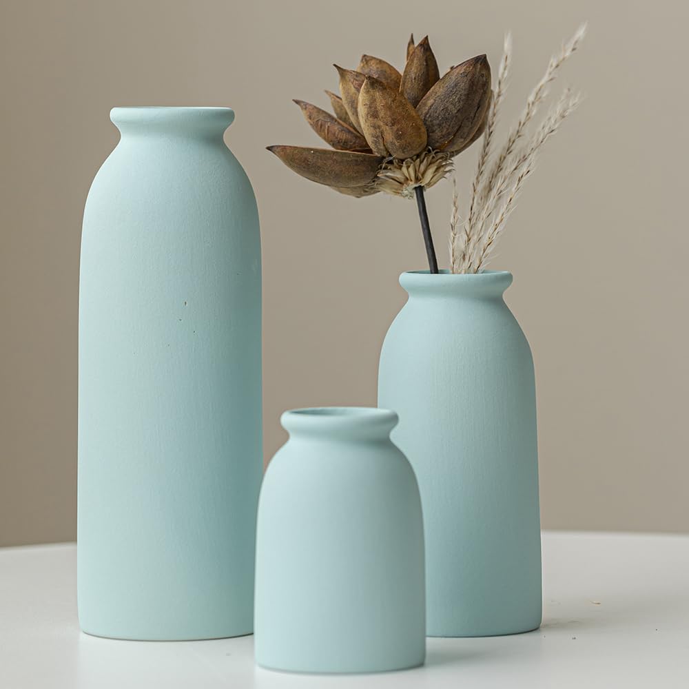 Set of 3 Modern Boho Ceramic Decorative Vases