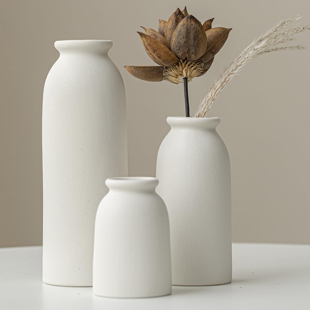 Set of 3 Modern Boho Ceramic Decorative Vases