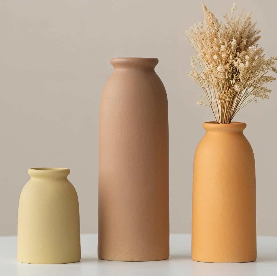 Set of 3 Modern Boho Ceramic Decorative Vases