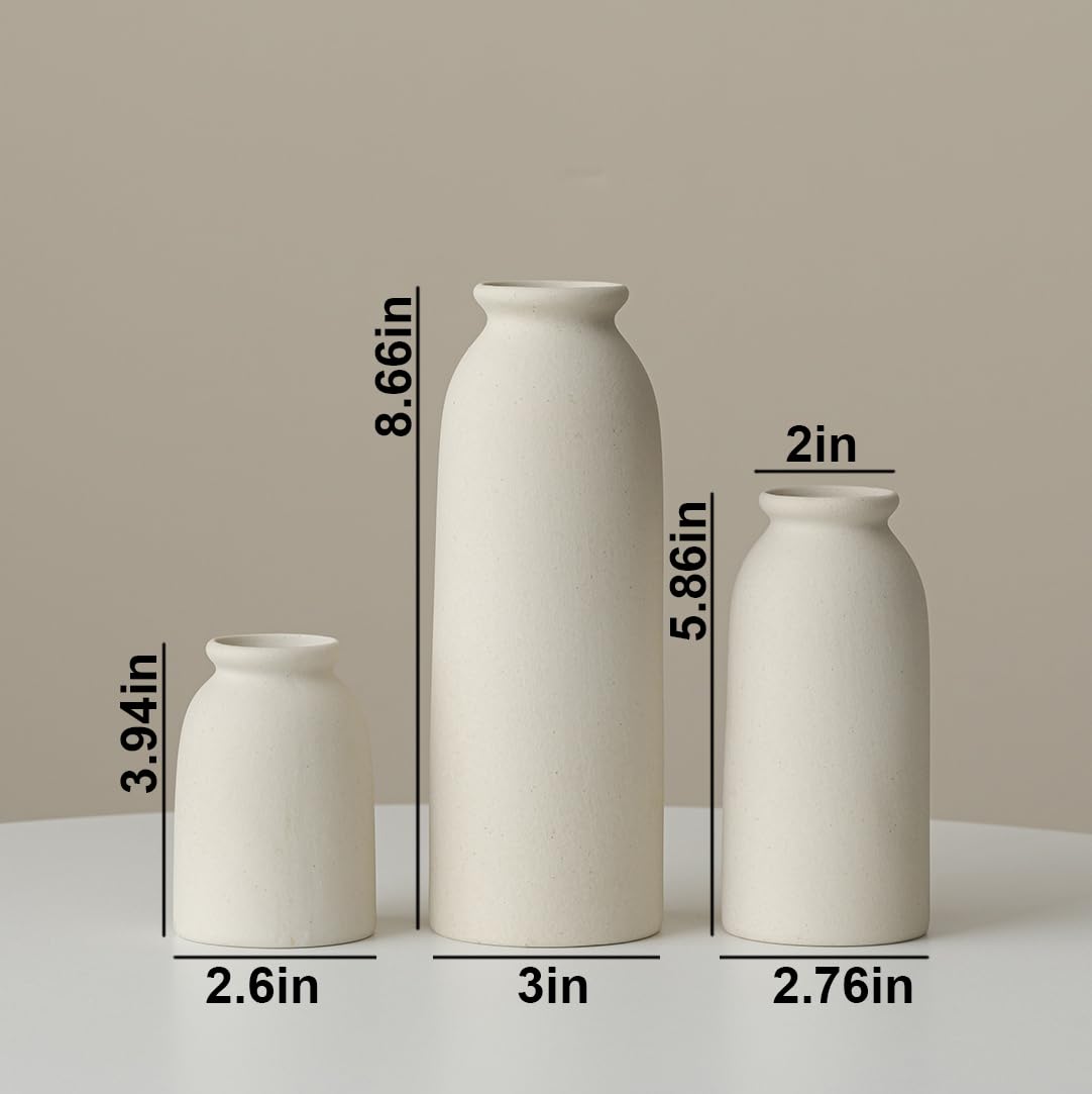 Set of 3 Modern Boho Ceramic Decorative Vases