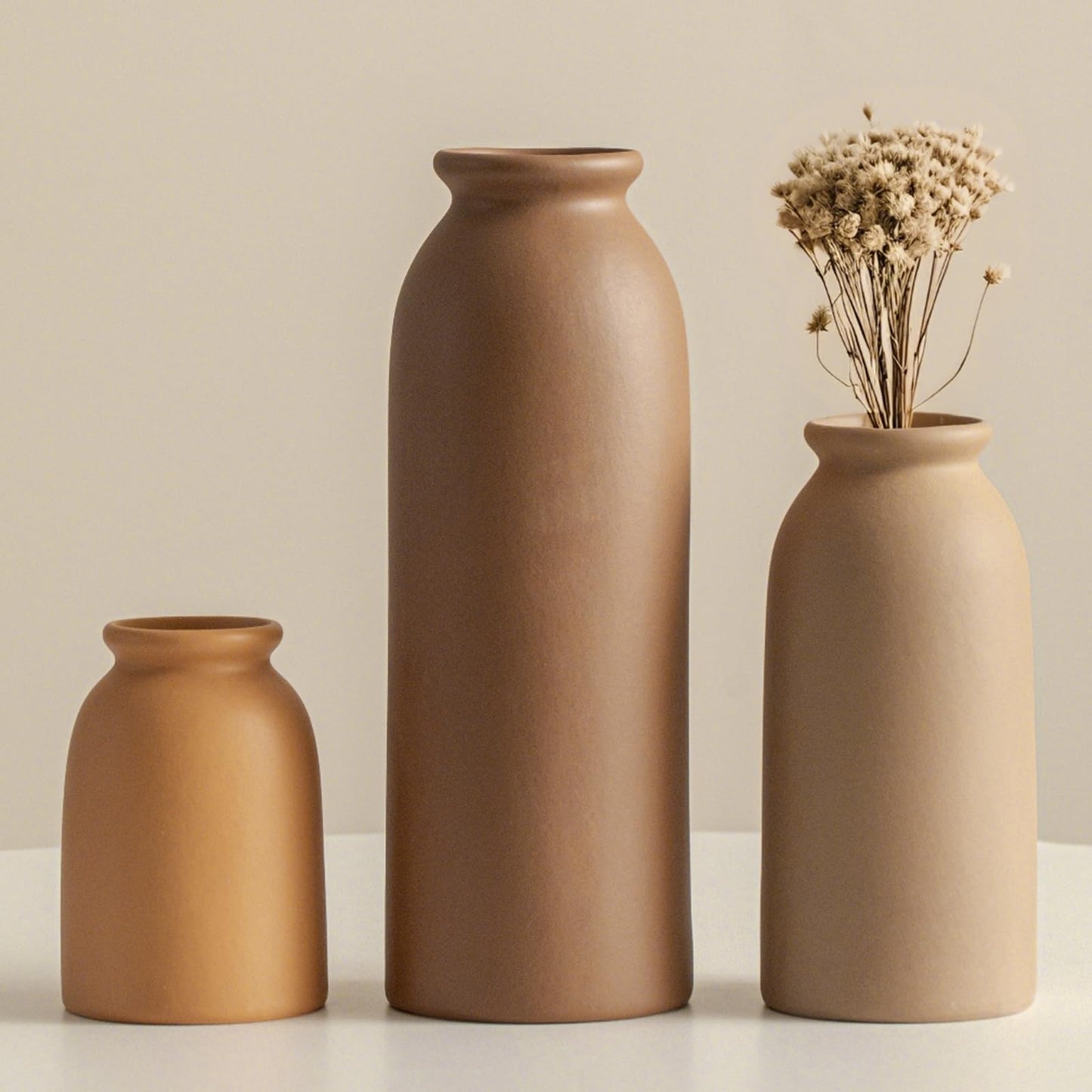Set of 3 Modern Boho Ceramic Decorative Vases