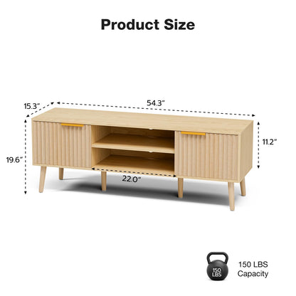 Modern Fluted TV Stand with Open Storage Shelves