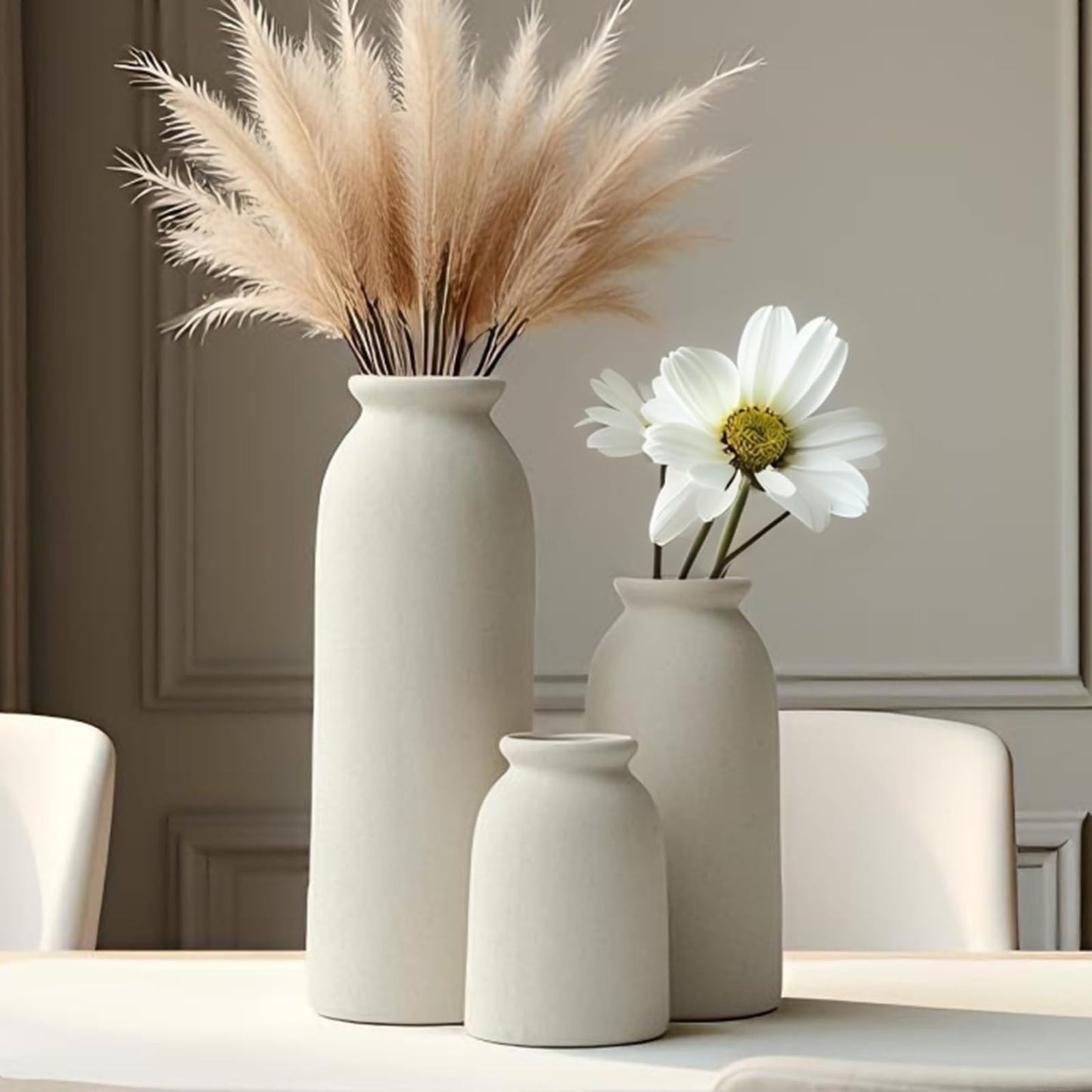 Set of 3 Modern Boho Ceramic Decorative Vases