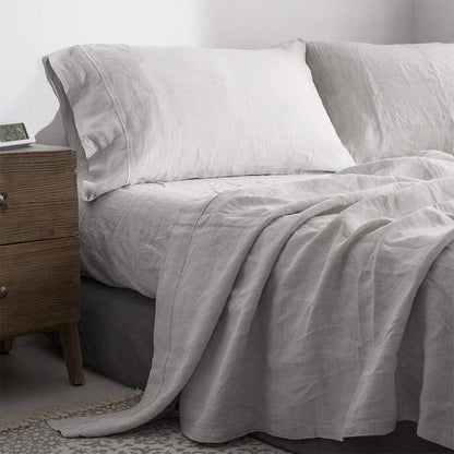 Simple&Opulence Linen Sheet Set 4pcs Embroidery