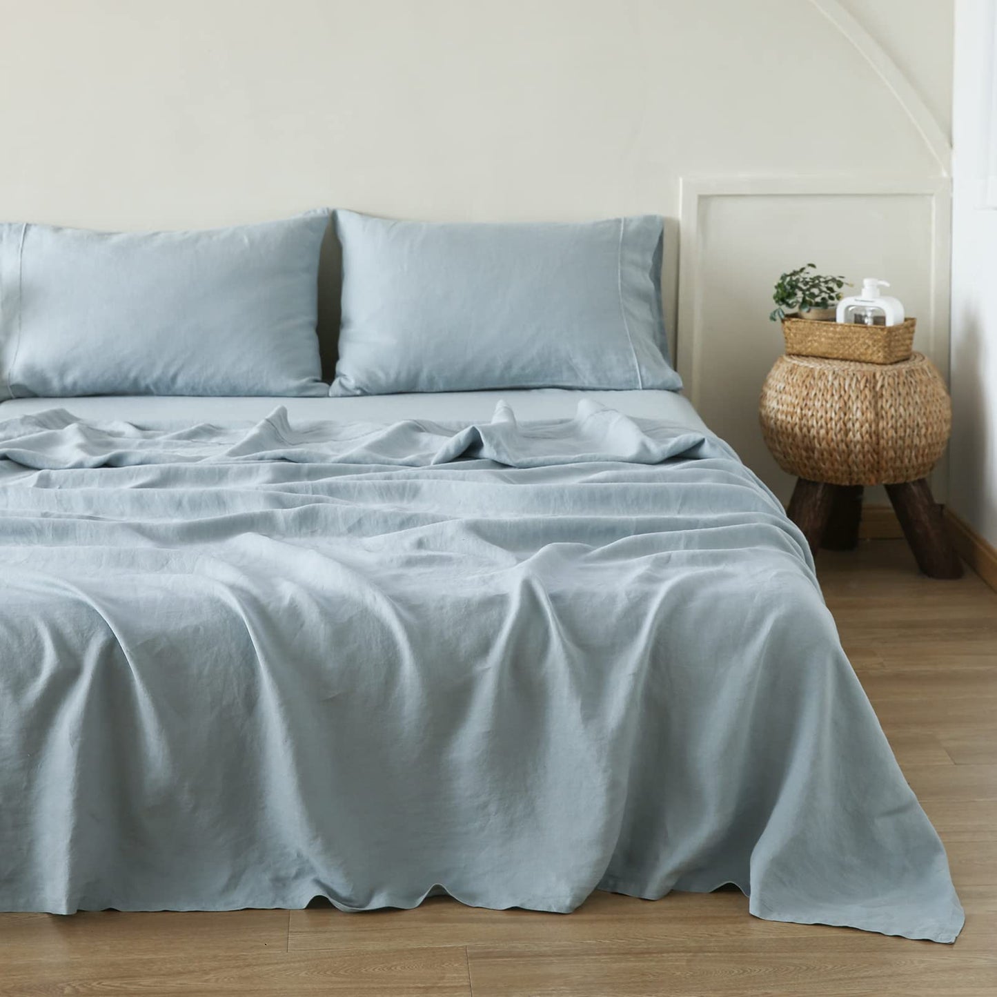 Simple&Opulence Linen Sheet Set 4pcs Embroidery