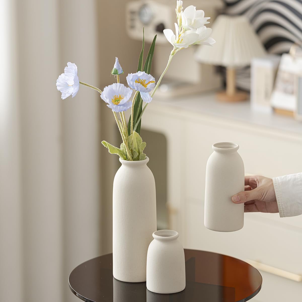 Set of 3 Modern Boho Ceramic Decorative Vases