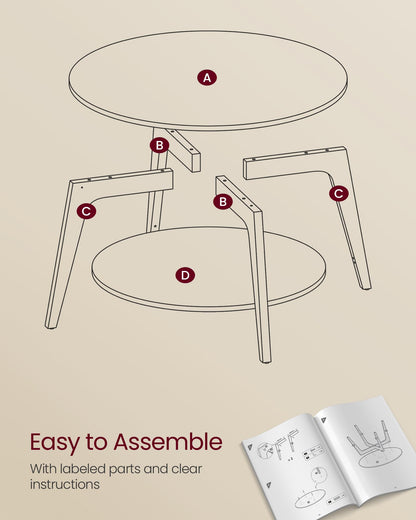 VASAGLE Round Coffee Table, for Living Room