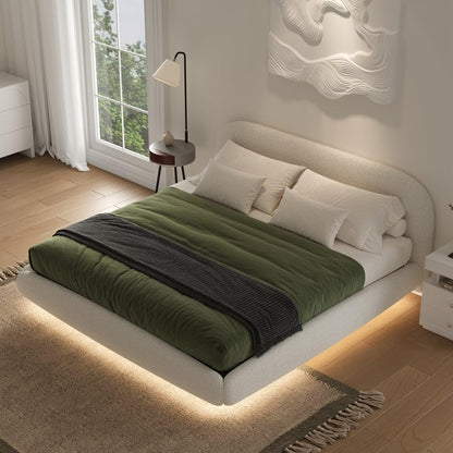 Modern Curved Upholstered Platform Bed Frame