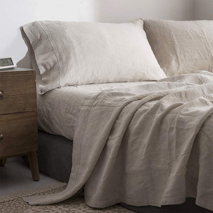 Simple&Opulence Linen Sheet Set 4pcs Embroidery