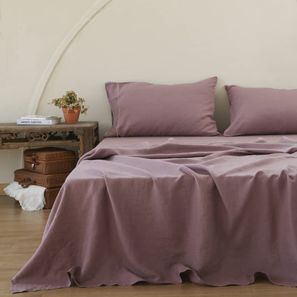 Simple&Opulence Linen Sheet Set 4pcs Embroidery