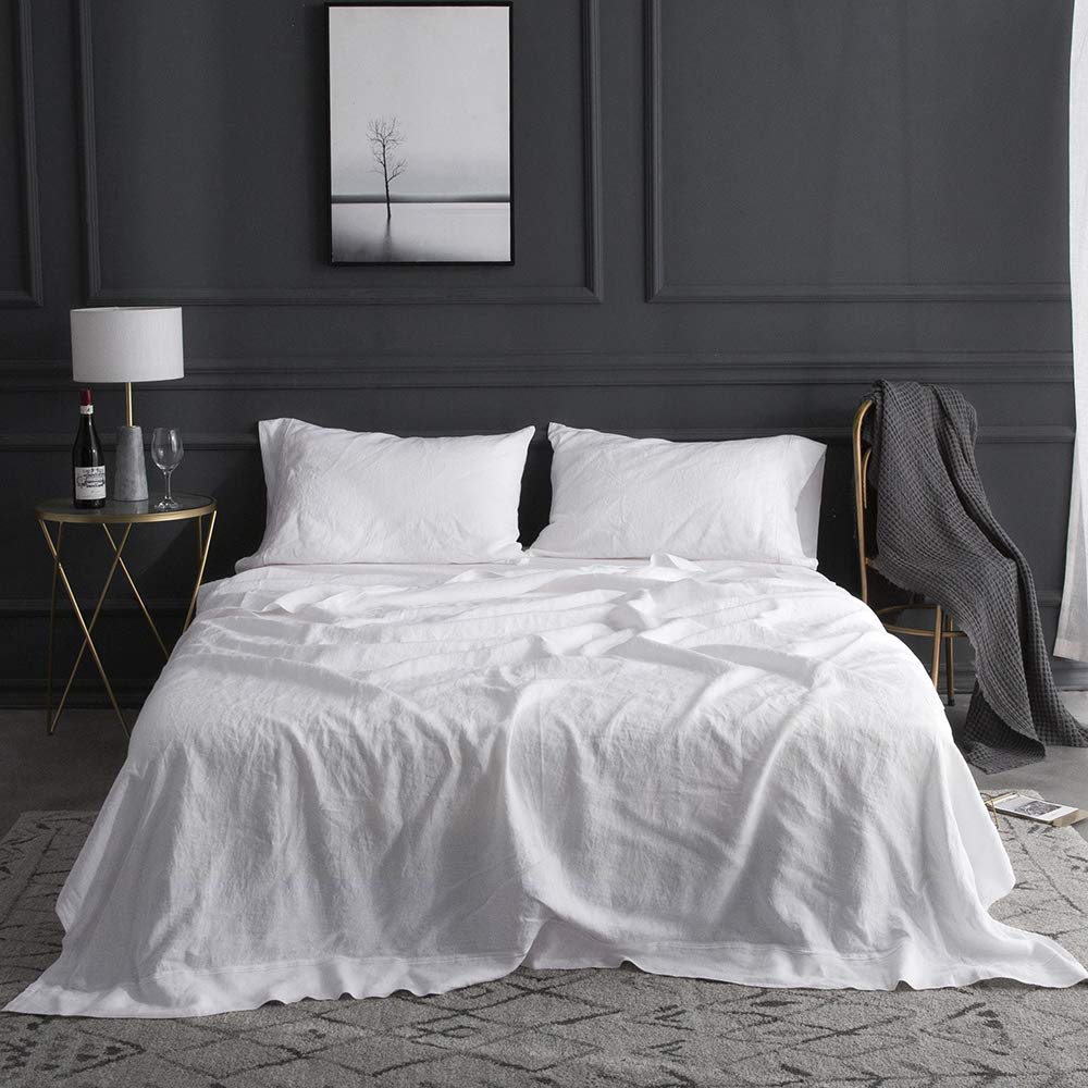 Simple&Opulence Linen Sheet Set 4pcs Embroidery