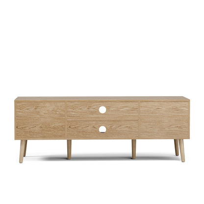Modern Fluted TV Stand with Open Storage Shelves
