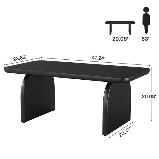 47" Farmhouse Rectangle Coffee Table with Rounded Edges