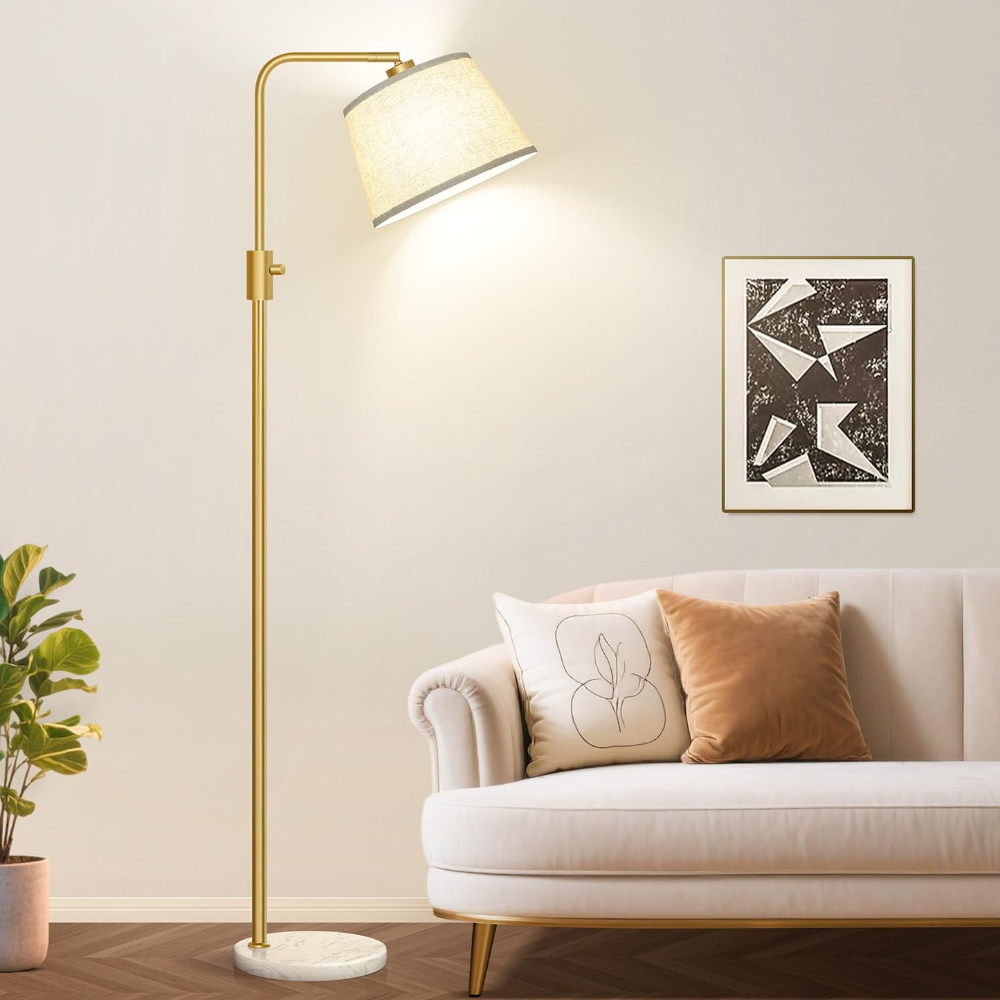 Modern Arc Floor Lamp with Linen Shade