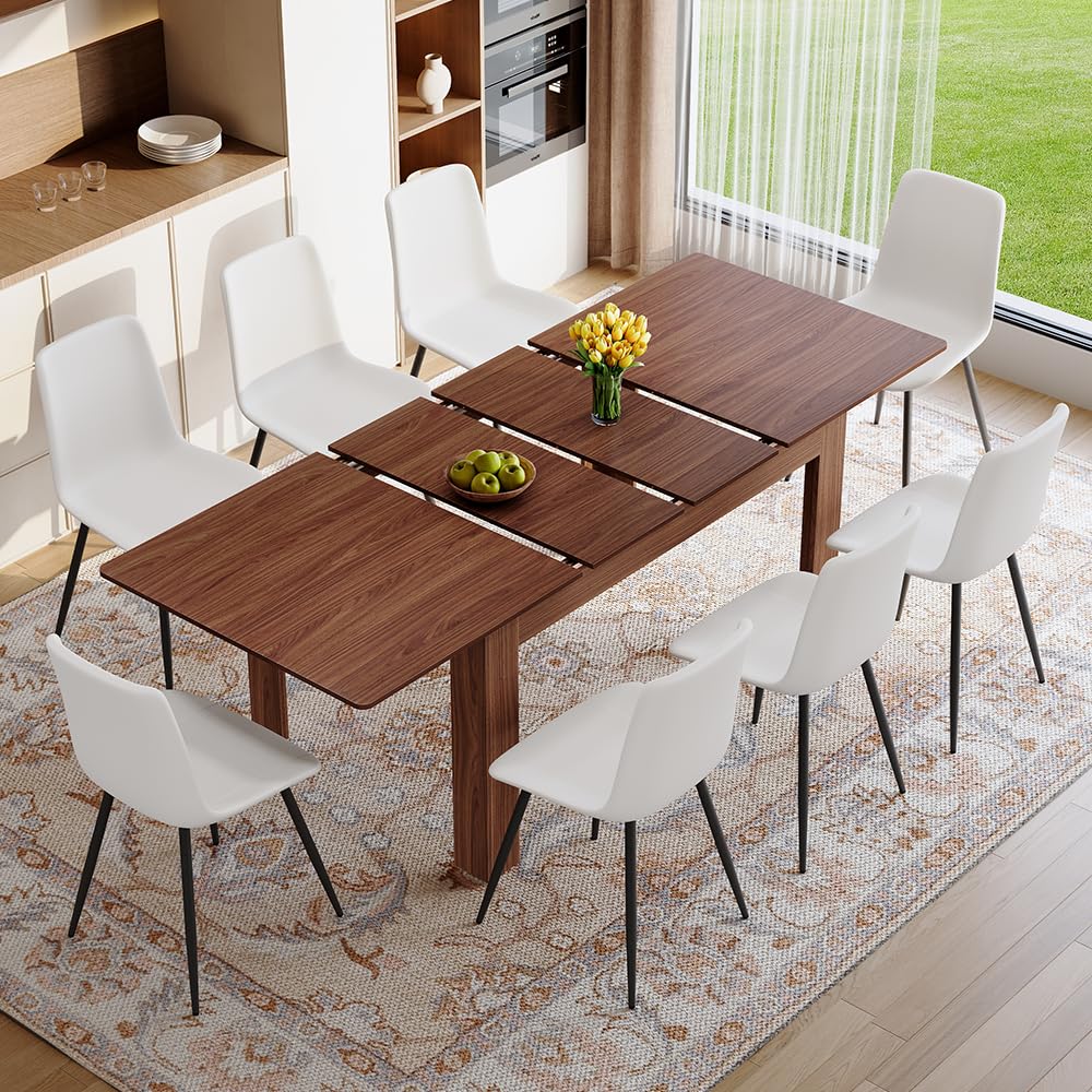 Large Walnut Dining Table Set for 6-10 People