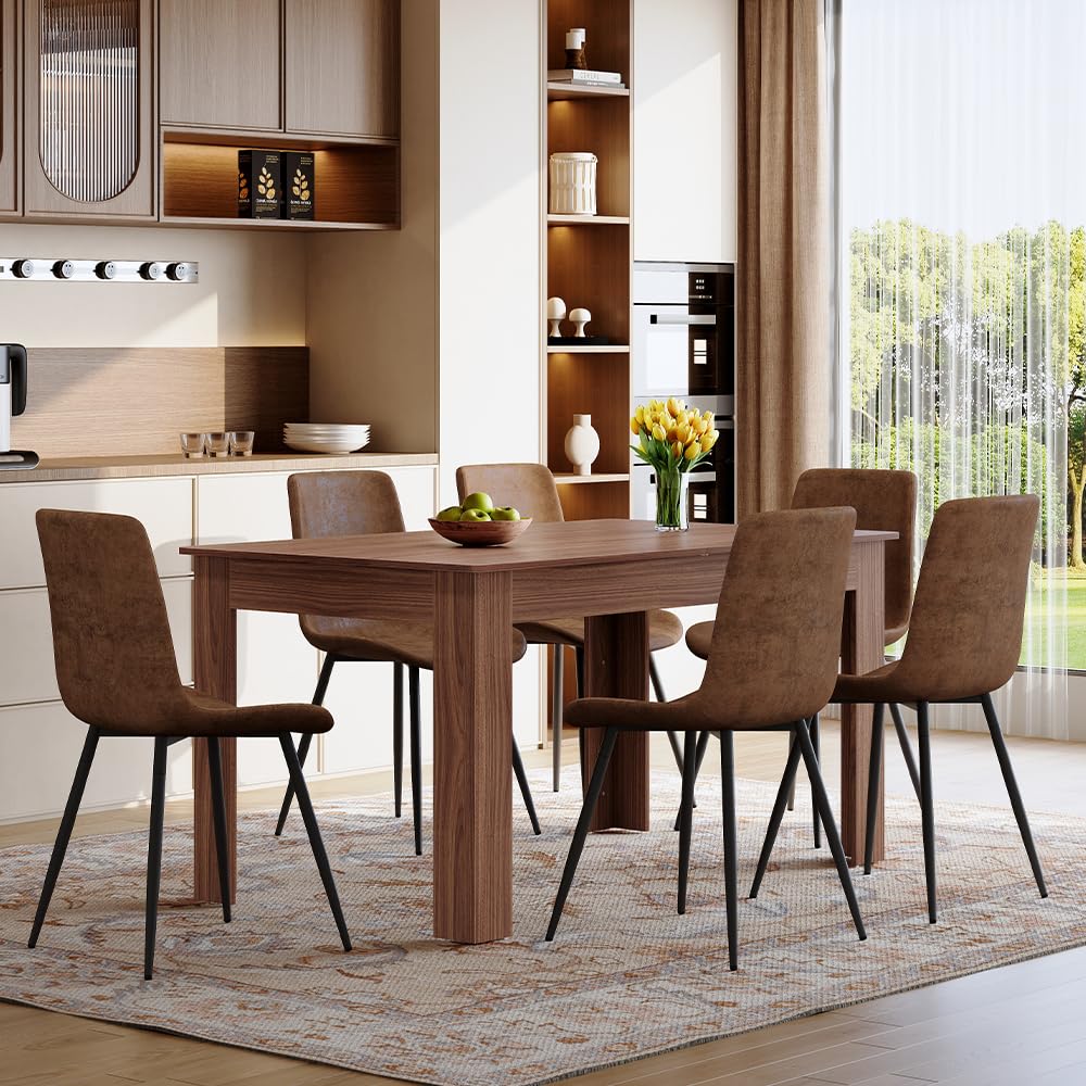 Large Walnut Dining Table Set for 6-10 People