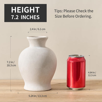 7.2" Rustic Terracotta Decorative Ceramic Vase