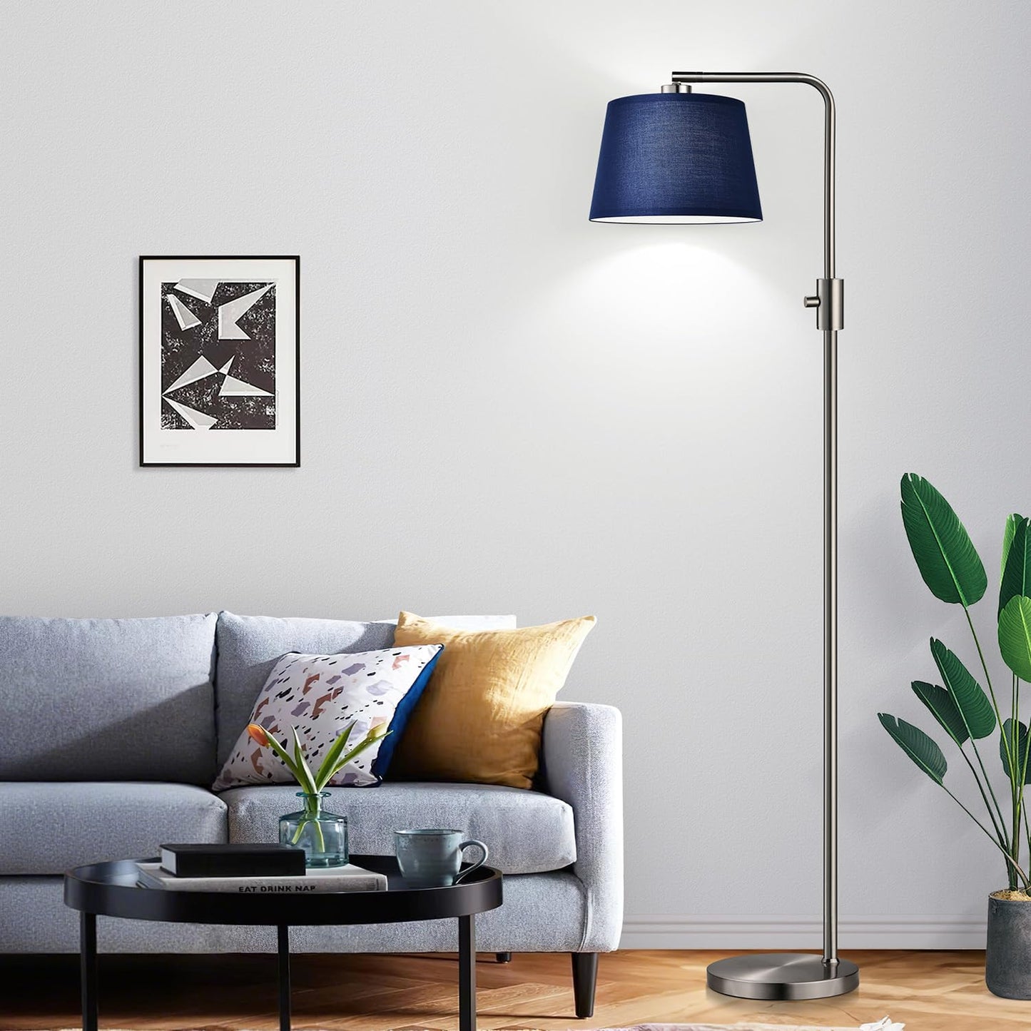 Modern Arc Floor Lamp with Linen Shade