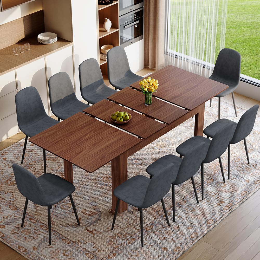 Large Walnut Dining Table Set for 6-10 People