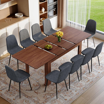 Large Walnut Dining Table Set for 6-10 People