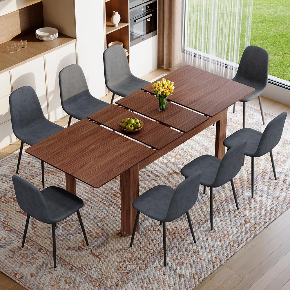 Large Walnut Dining Table Set for 6-10 People