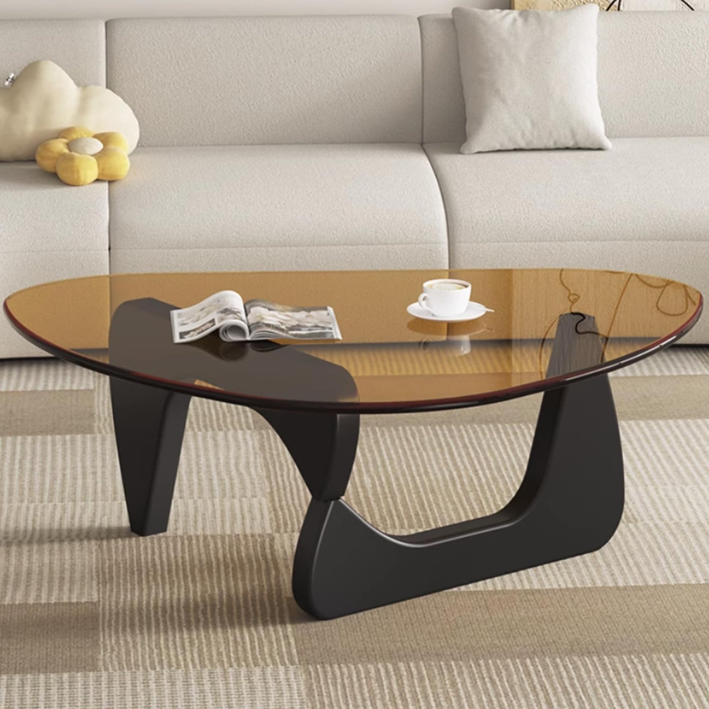 Modern Abstract Glass Coffee Table for Living Room