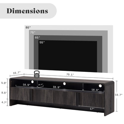 Modern Fluted TV Stand with Storage Cabinets