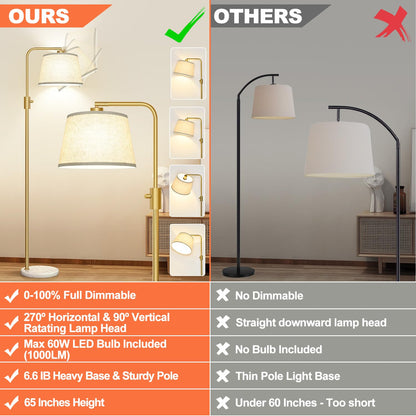 Modern Arc Floor Lamp with Linen Shade