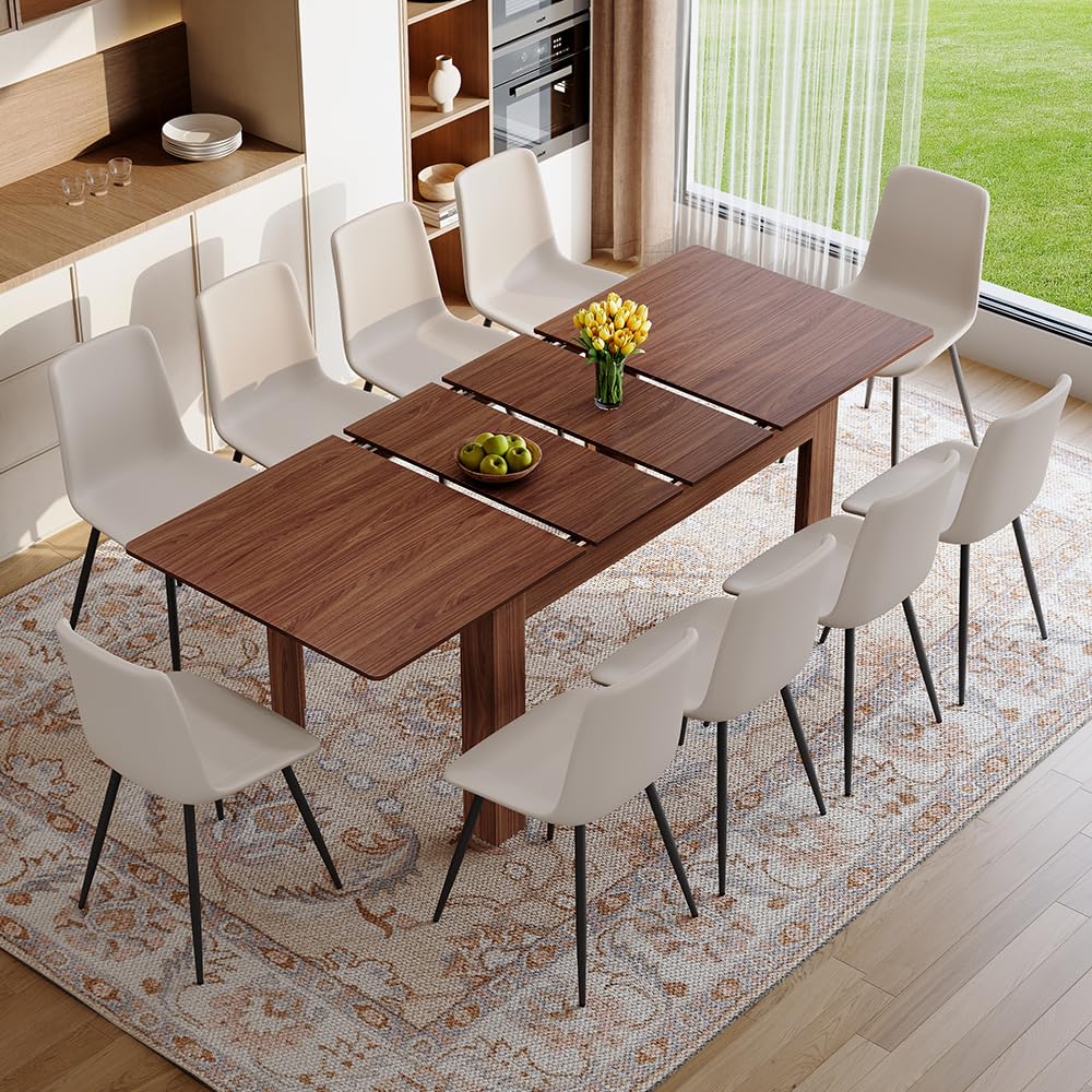 Large Walnut Dining Table Set for 6-10 People