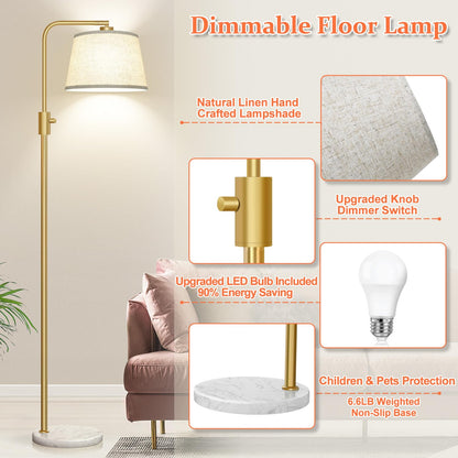 Modern Arc Floor Lamp with Linen Shade