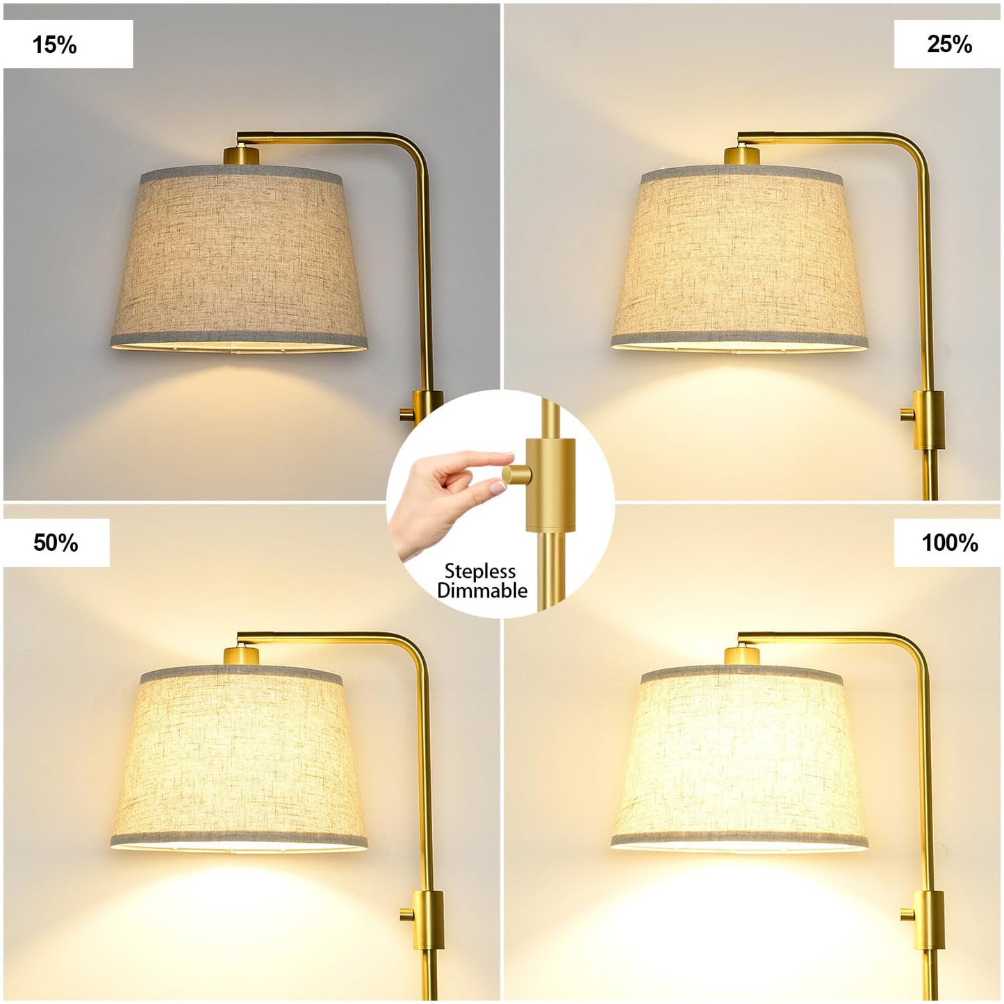 Modern Arc Floor Lamp with Linen Shade