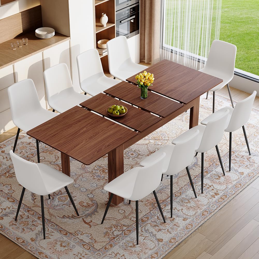 Large Walnut Dining Table Set for 6-10 People