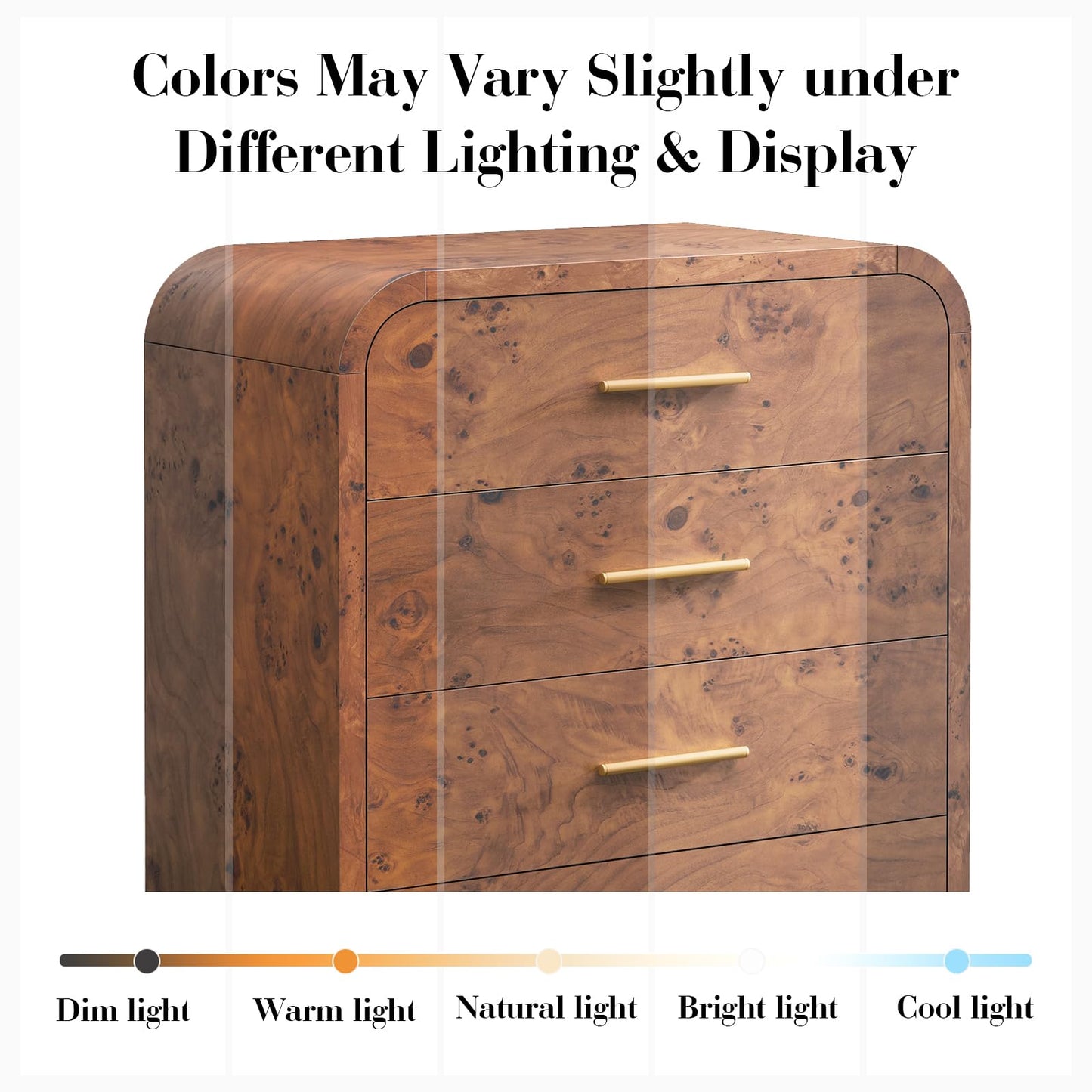 Modern Curved Drawer Dresser TV Stand