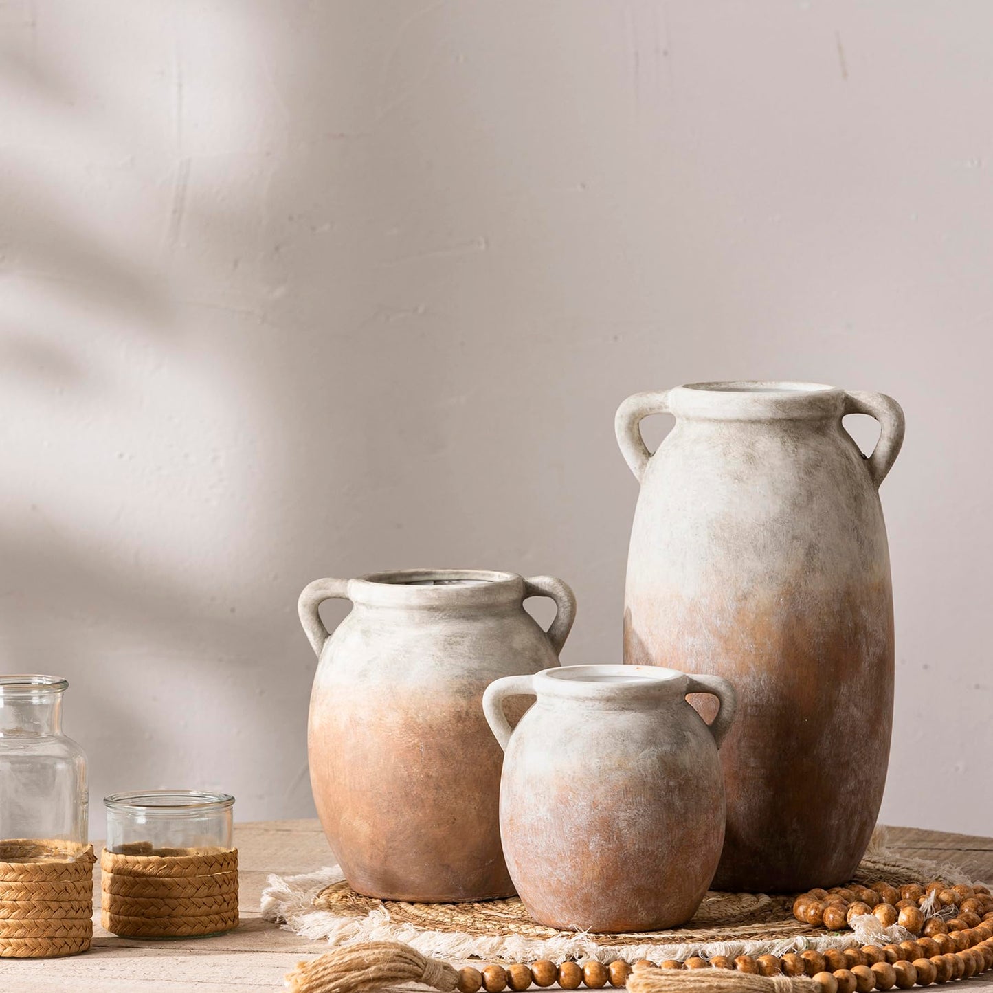 Large Rustic Ceramic Farmhouse Flower Vase