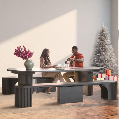 Solid Wood Extendable Round Dining Table Set