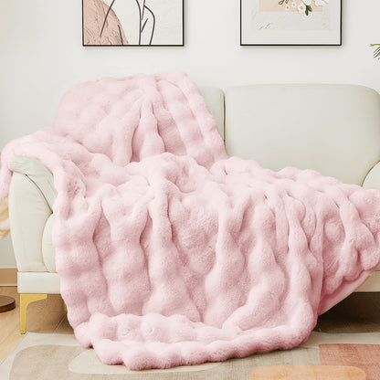 Luxury Faux Fur Bubble Throw Blanket