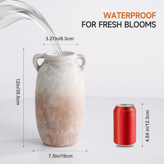 Large Rustic Ceramic Farmhouse Flower Vase
