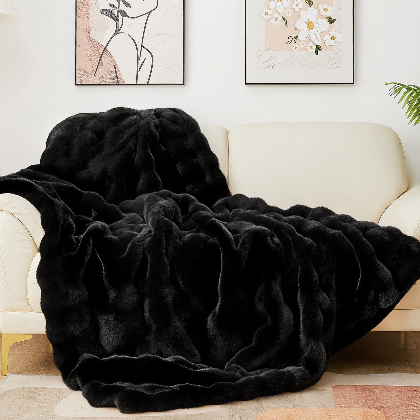 Luxury Faux Fur Bubble Throw Blanket