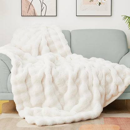 Luxury Faux Fur Bubble Throw Blanket