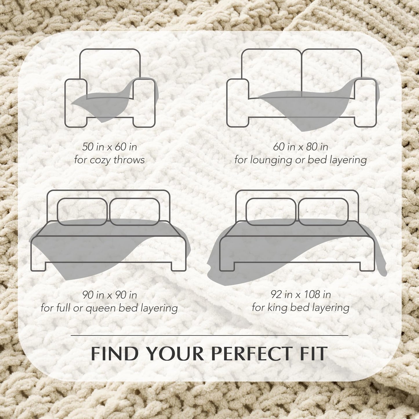 EVERGRACEHOME Chunky Chenille Throw Blankets