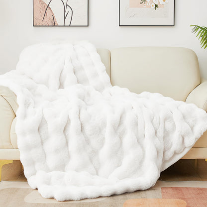 Luxury Faux Fur Bubble Throw Blanket