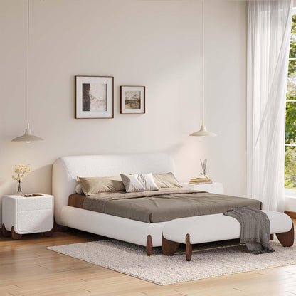 Modern Curved Upholstered Platform Bed Frame